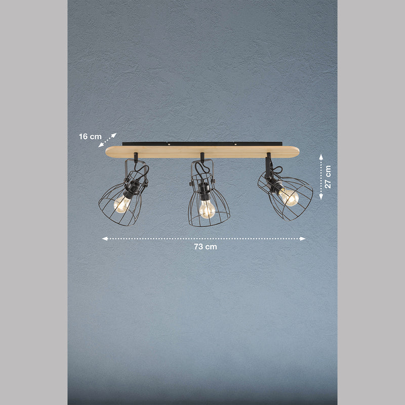 Lampada da soffitto monorotaia Fischer & Honsel Die 3L L 73 cm nera