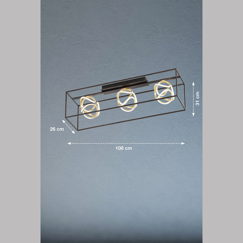 Fischer & Honsel Lámpara de techo colgante lineal Gesa 3L, An. 108cm LED