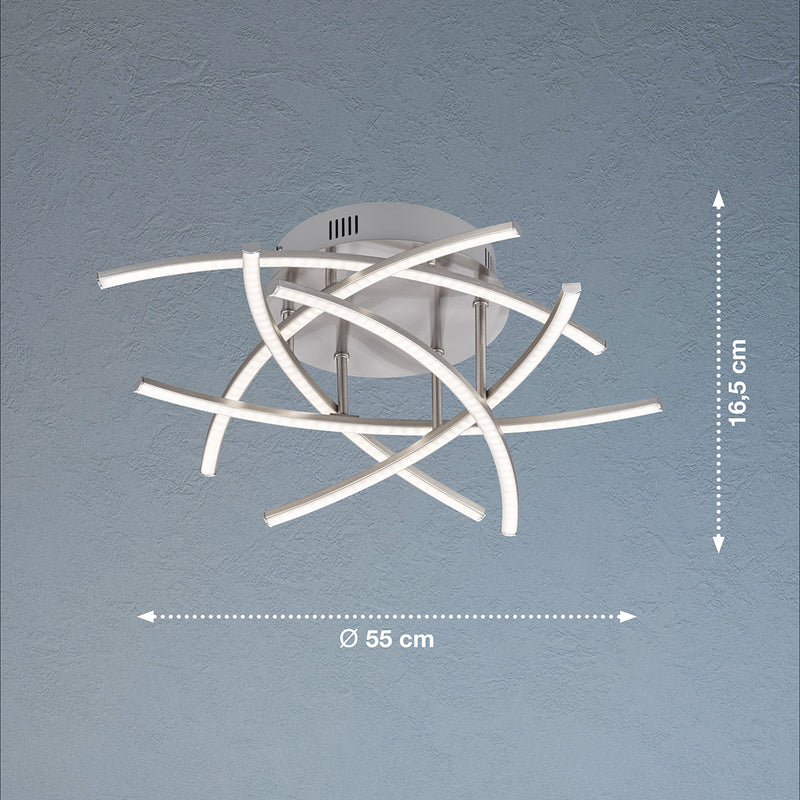 Fischer & Honsel Cross TW 6L Deckenleuchte D 55cm, Nickel LED