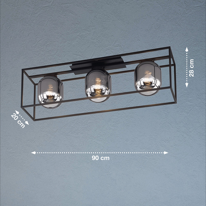 Fischer & Honsel Regi 3L monorail ceiling lamp W 90cm black