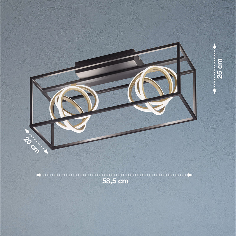 Fischer & Honsel Gisi 2L monorail plafondlamp B 58cm zwarte LED