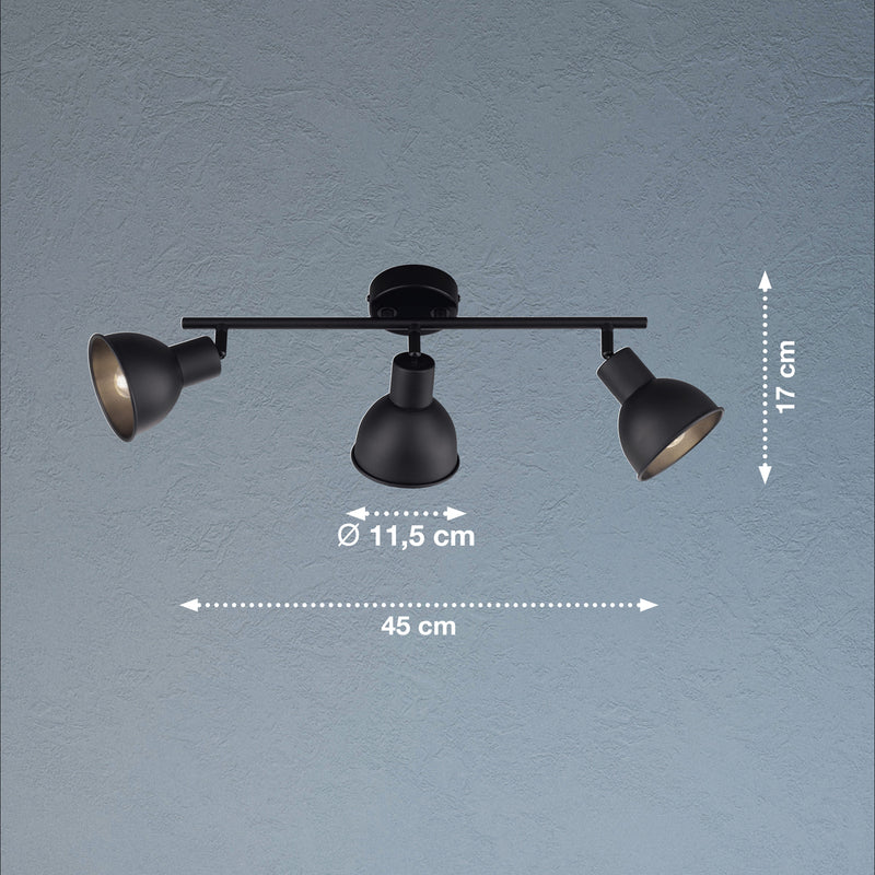 Fischer & Honsel Speedy 3L Monorail Deckenleuchte B 45cm schwarz