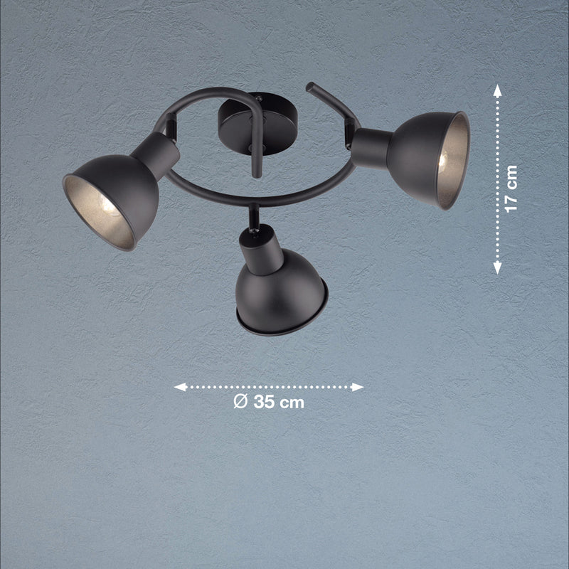 Fischer & Honsel Speedy 3L ceiling lamp, D 35cm, black E14