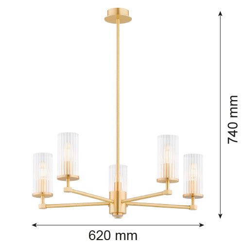 Argon Hampton 5L chandelier E14 H 74cm