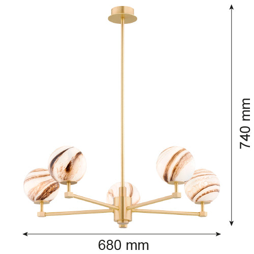 Argon Aruba 5L chandelier E14 H 74cm