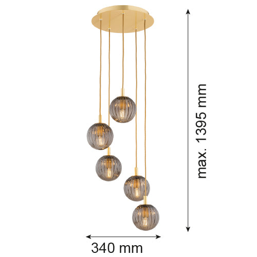 Argon Paloma 5L pendant lamp E14 H 139.5cm