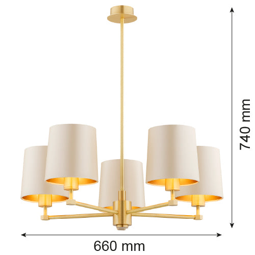 Argon Princeton 5L chandelier E27 H 74cm