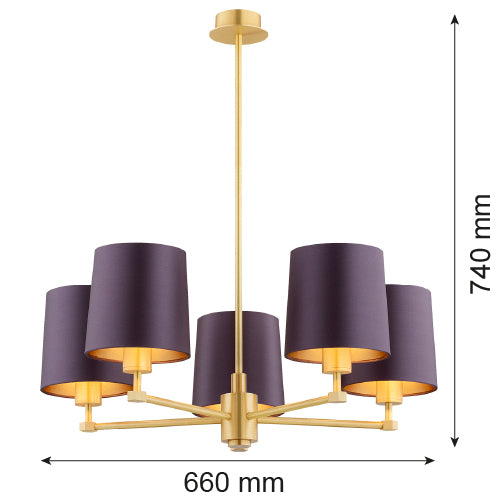 Argon Princeton 5L chandelier E27 H 74cm