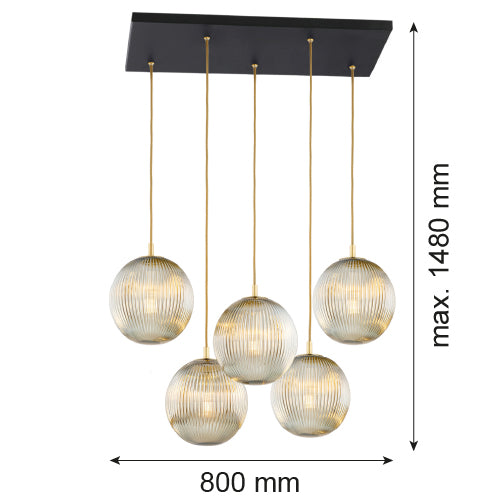 Argon Paloma 5L pendant lamp E27 H 148cm