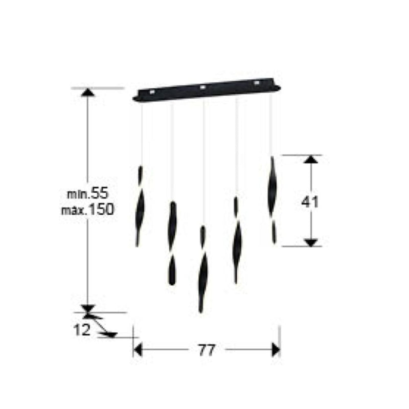 Schuller Twist 5L linear suspension ceiling lamp H 41cm