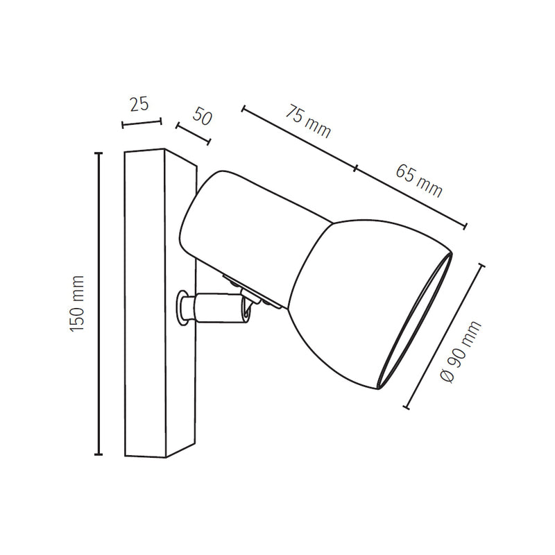 Svenda Wall Lamp 1xE27 Max.60W Oak White/Chrome/White