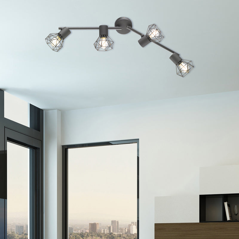 Lampada da soffitto monorotaia Fischer & Honsel Ran 4L L 60 cm, nera E14