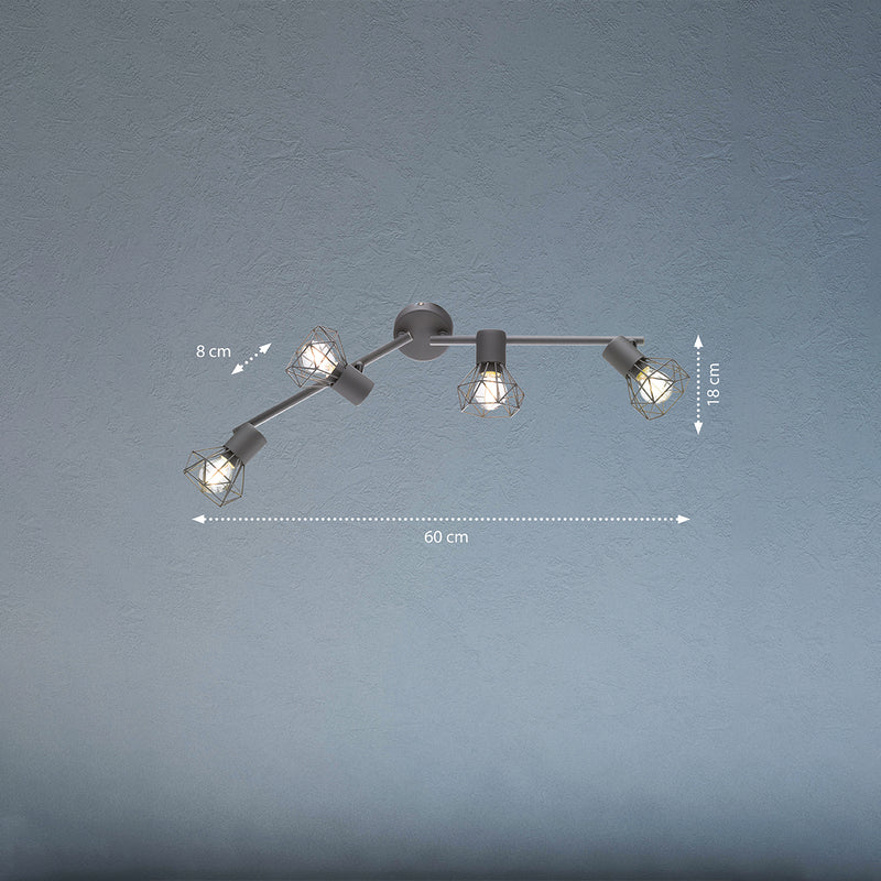 Fischer & Honsel Ran 4L monorail kattovalaisin, leveys 60cm, musta E14