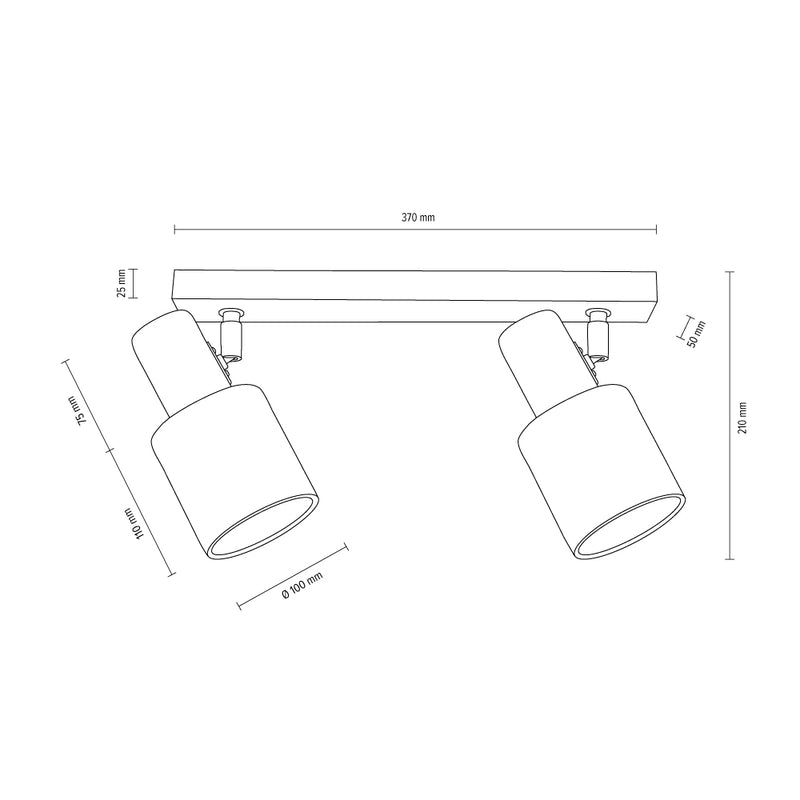 Treehouse Ceiling Lamp 2xE27 Max.25W Oiled Oak/Chrome/White