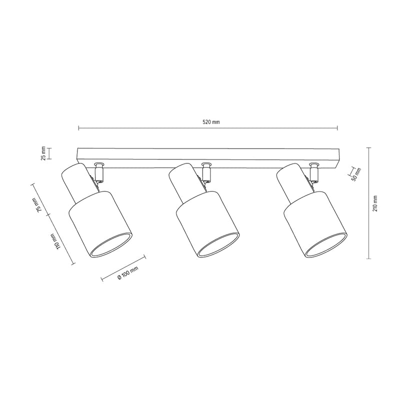 Spot-Light Treehouse 3L monorail ceiling lamp L 52cm, wood