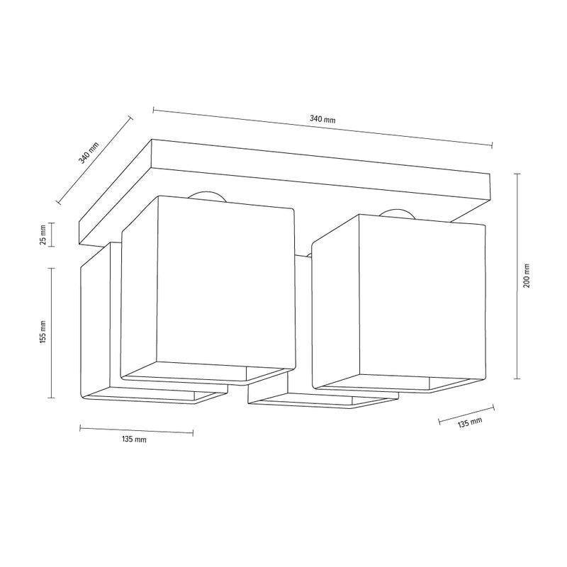 Inger Ceiling Lamp 4xE27 Max.25W Oiled Oak/White