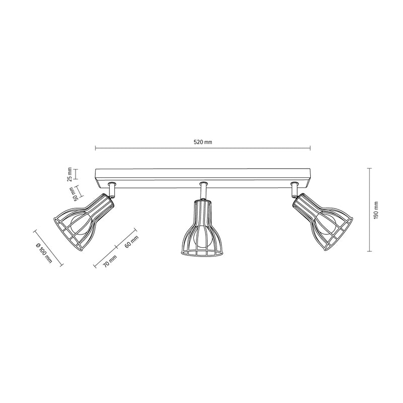 Spot-Light Megan Wood 3L monorail ceiling lamp, oiled oak