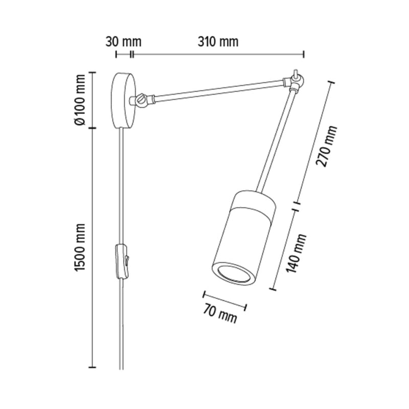 Lampada da parete oscillante Britop Lighting Annick 1L GU10 nera