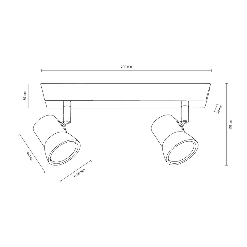 Venla Ceiling Lamp Incl. 2xLED GU10 5W Oiled Oak