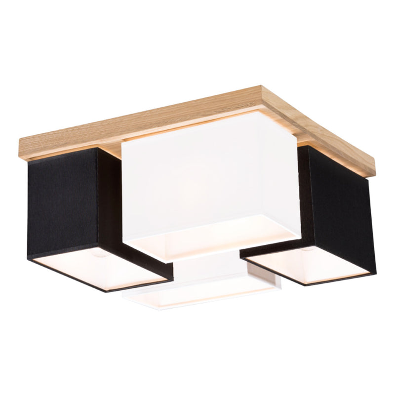 Paloma Ceiling Lamp 4xE27 Max.25W Oiled Oak/White/Black