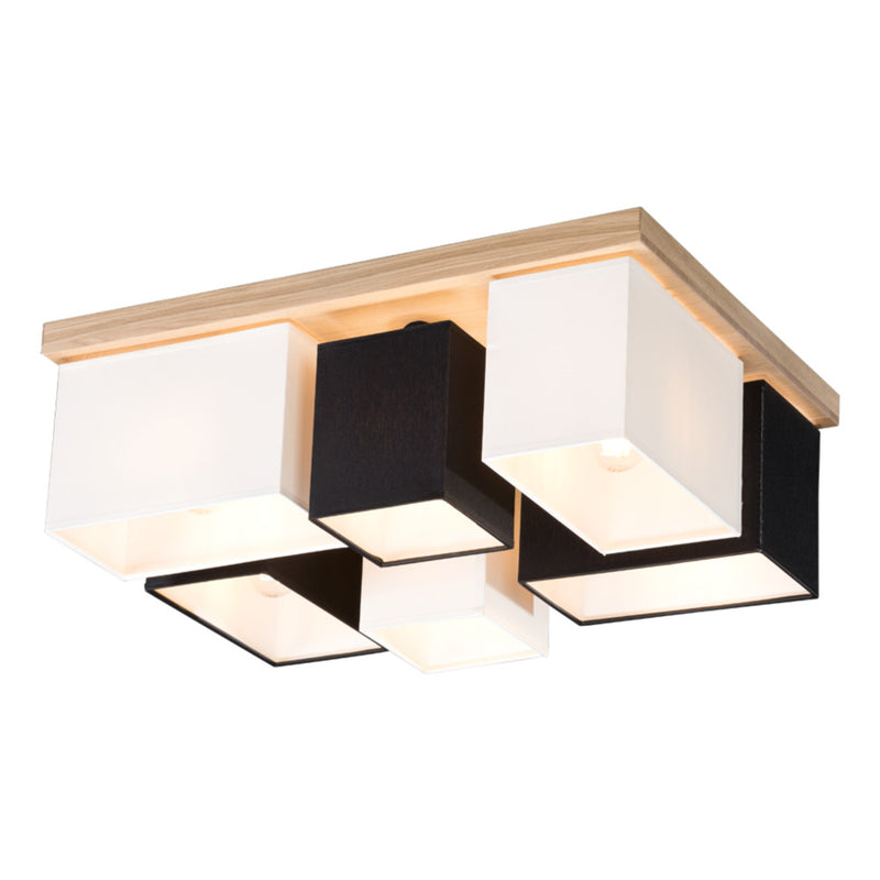 Paloma Ceiling Lamp 6xE27 Max.25W Oiled Oak/White/Black