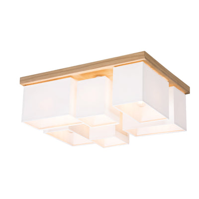 Paloma Ceiling Lamp 6xE27 Max.25W Oiled Oak/White