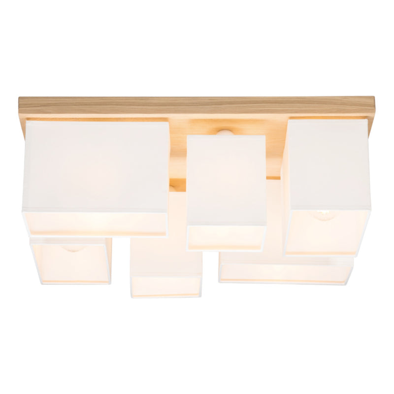 Paloma Ceiling Lamp 6xE27 Max.25W Oiled Oak/White