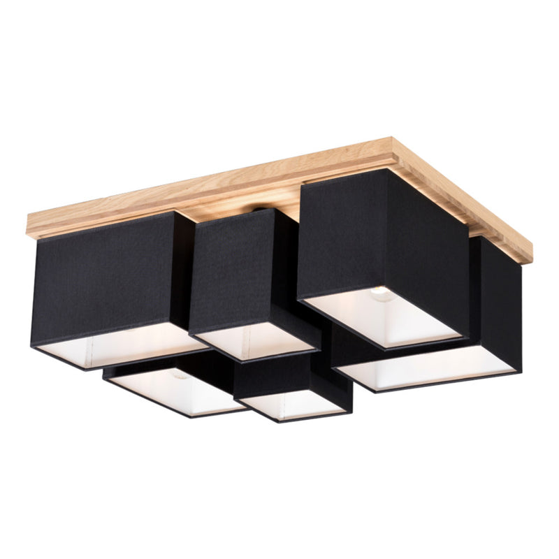 Paloma Ceiling Lamp 6xE27 Max.25W Oiled Oak/Black