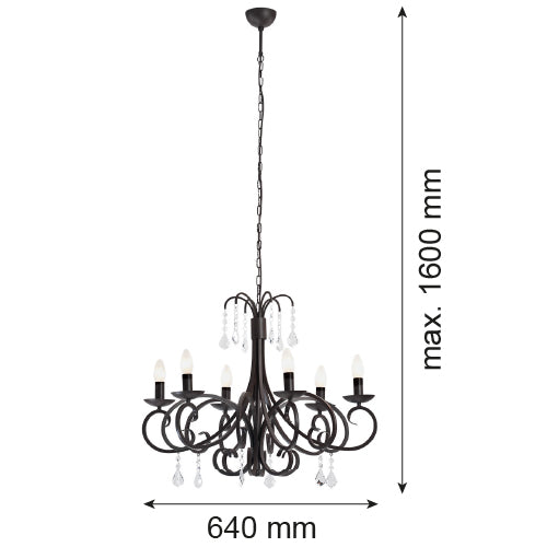 Argon Diadema 6L chandelier E14 H 160cm