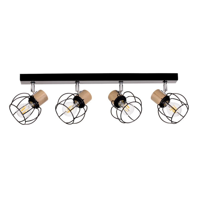 Phiphi Ceiling Lamp 4xE27 Max.60W Black/Chrome/Oiled Oak