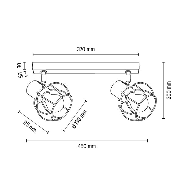 Lampada da soffitto monorotaia Britop Lighting Phiphi 2L E27, L 37 cm