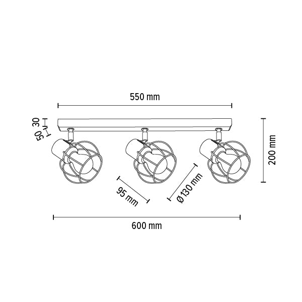 Britop Lighting Phiphi 3L Monorail-Deckenleuchte E27, B 55 cm