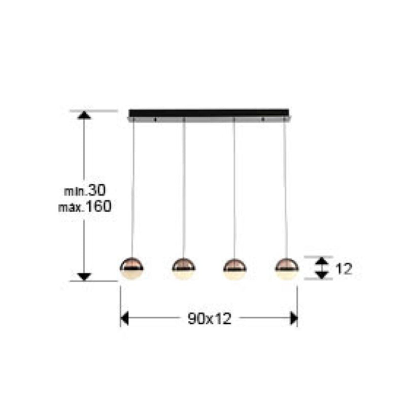 Schuller Orbes 4L linear suspension ceiling lamp W 90cm