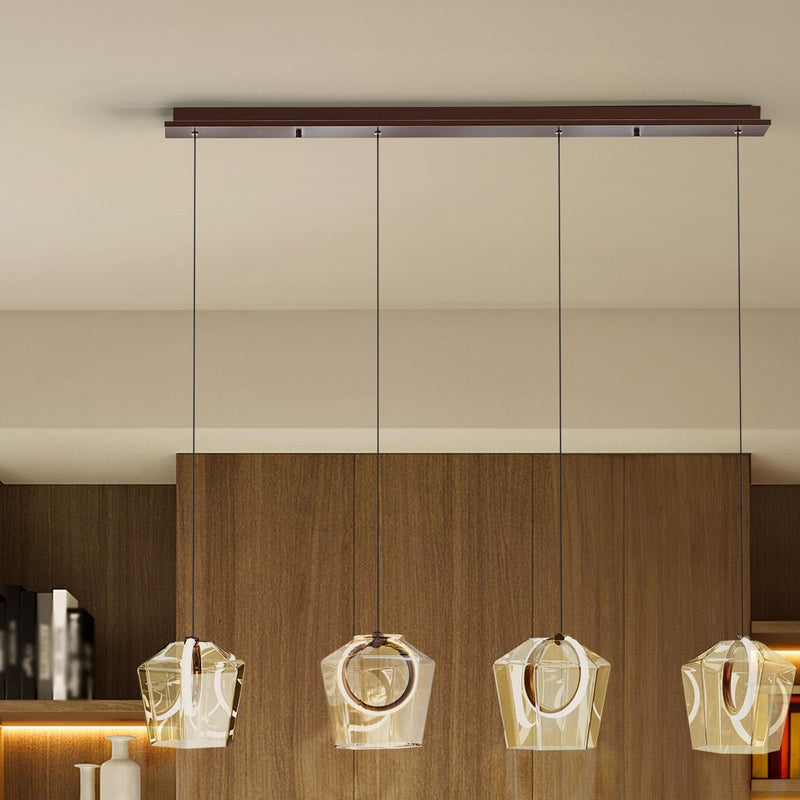 Schuller Ingrid 4L linear suspension ceiling lamp W 109cm