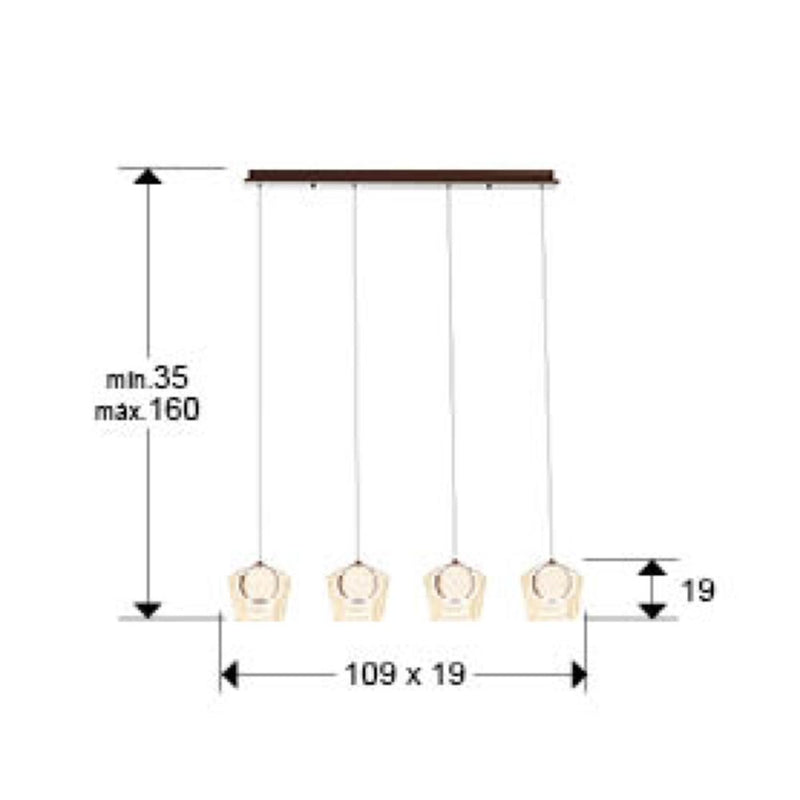 Schuller Ingrid 4L linear suspension ceiling lamp W 109cm