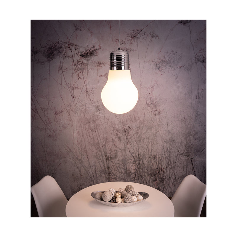 Bulb Pendant Lamp 1xE27 Max.60W Chrome/Transparent/White