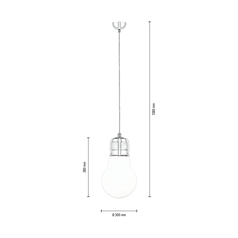 Bulb Pendant Lamp 1xE27 Max.60W Chrome/Transparent/White