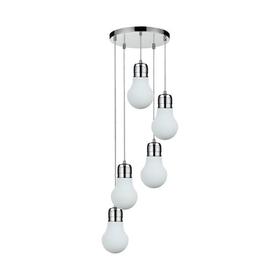 Bulb Pendant Lamp 5xE27 Max.60W Chrome/Transparent/White