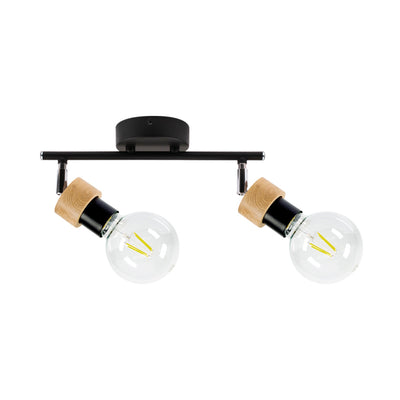 Marjolaine Ceiling Lamp 2xE27 Max.25W Black/Oiled Oak