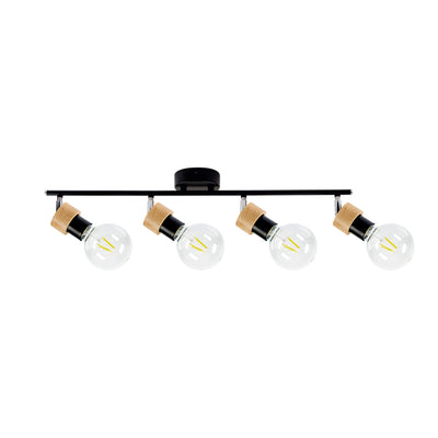 Marjolaine Ceiling lamp 4xE27 Max.25W Black/Oiled Oak