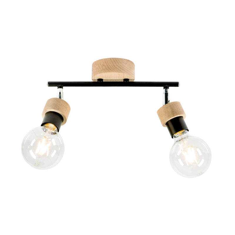 Marjolaine Wood Ceiling Lamp 2xE27 Max.25W Oiled Oak/Black