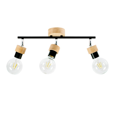 Marjolaine Wood Ceiling Lamp 3xE27 Max.25W Oiled Oak/Black