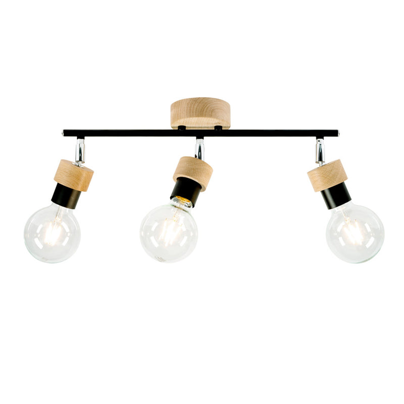 Marjolaine Wood Ceiling Lamp 3xE27 Max.25W Oiled Oak/Black