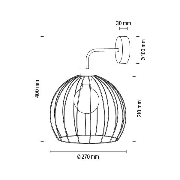 Britop Lighting Coop 1L seinävalaisin E27, D 27cm