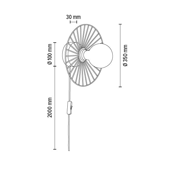 Britop Lighting Antonella 1L aplique de pared E27, D 35cm