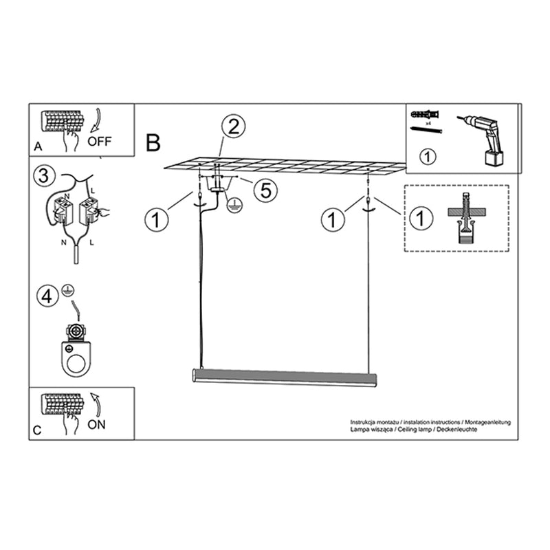 Linear suspension lamp Sollux Lighting Farge 1 LED aluminium white