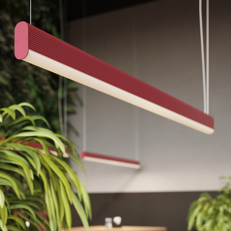 Linear suspension lamp Sollux Lighting Farge 1 LED aluminium pink