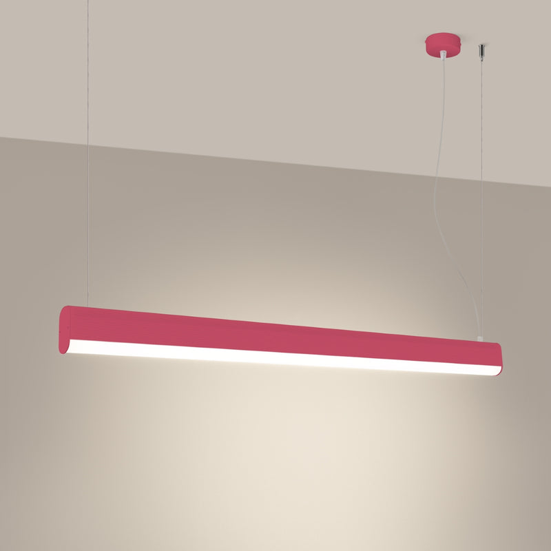 Linear suspension lamp Sollux Lighting Farge 1 LED aluminium pink