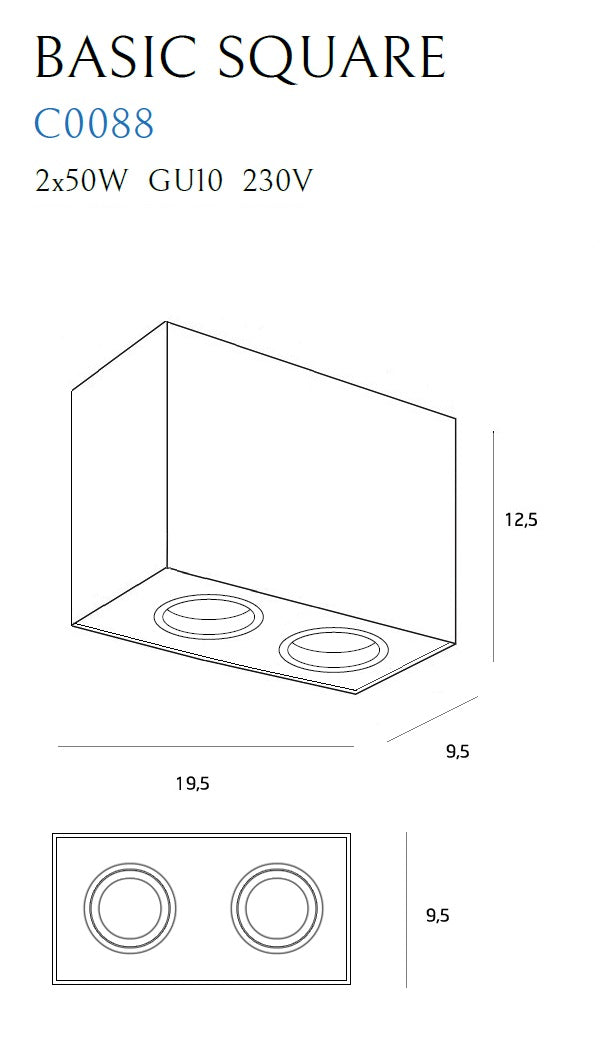 Maxlight Basic 2L ceiling spotlight square