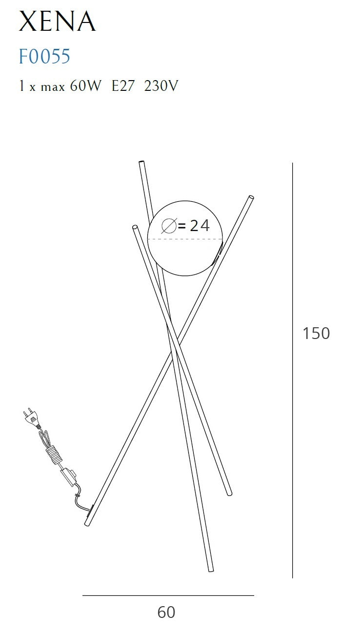 Lampada da terra Maxlight Xena 1L E27, H 150cm